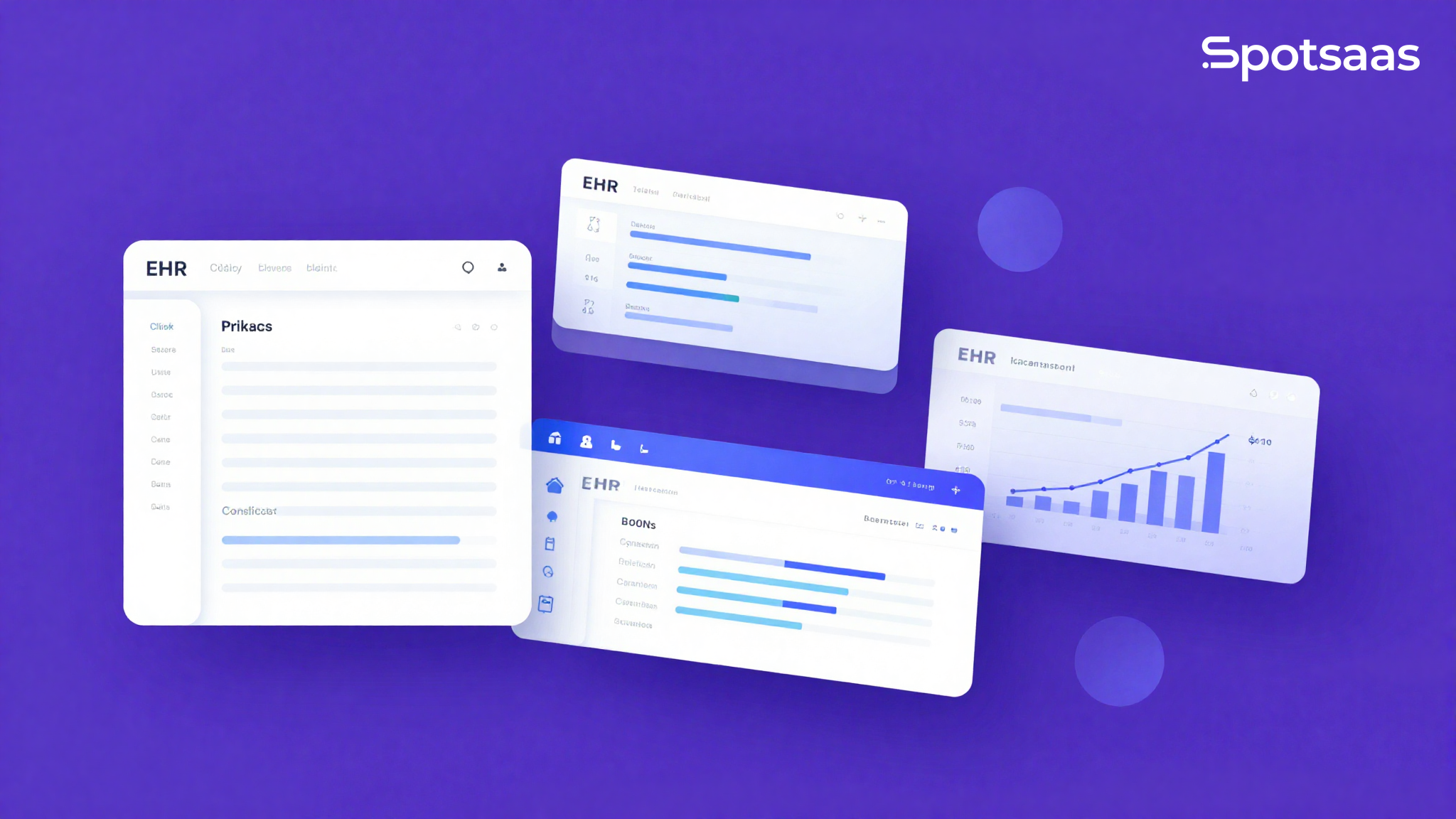 EHR software comparison dashboard illustration with Spotsaas logo